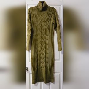Green Turtleneck Sweater Dress